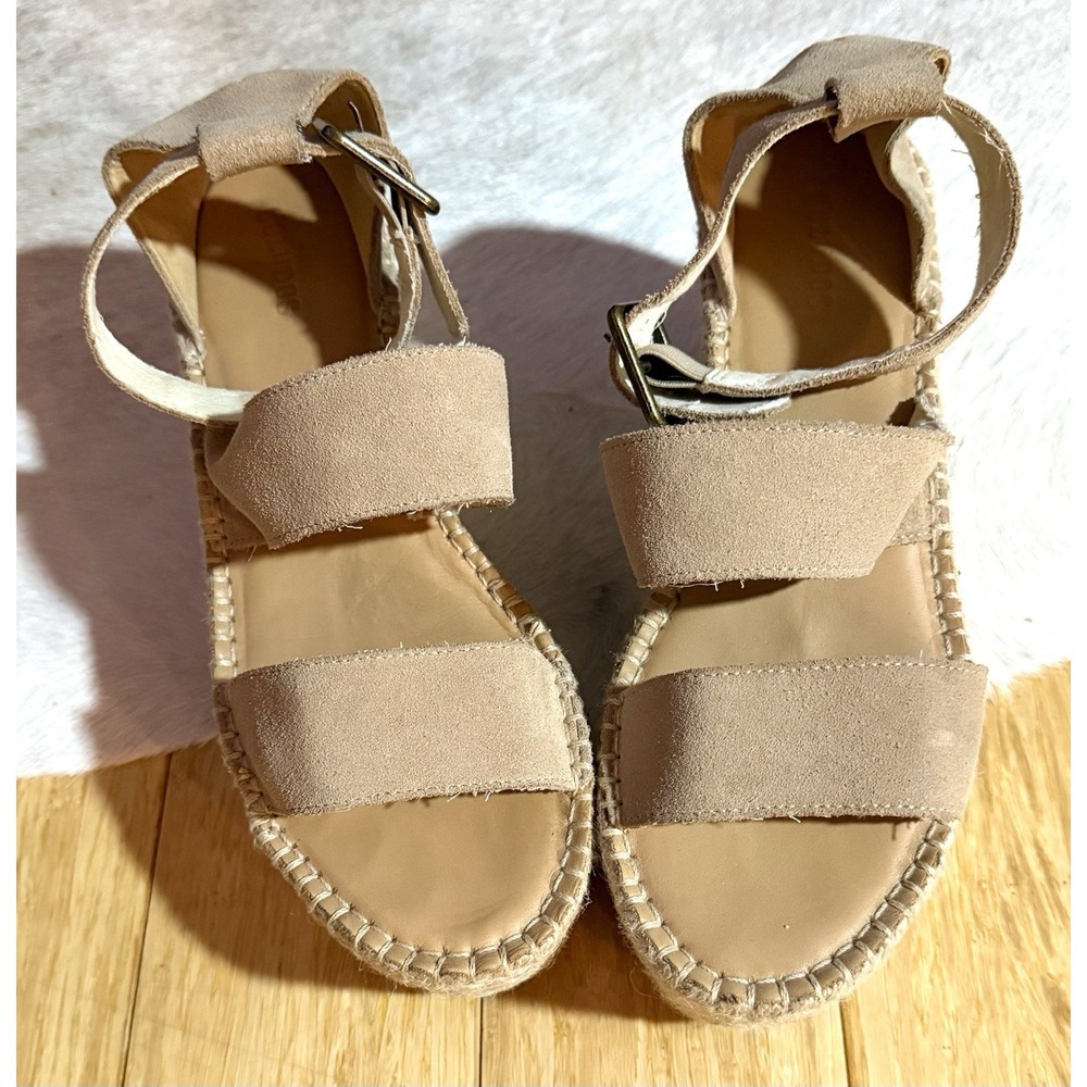Soludos Palma Nude Beige Suede Leather Espadrille Platform Wedge Sandal Size 8.5 - Picture 6 of 10
